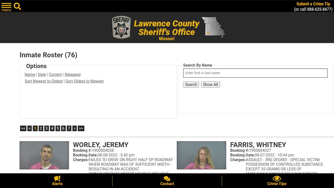 Inmate Roster - Current Inmates Booking Date Descending ...